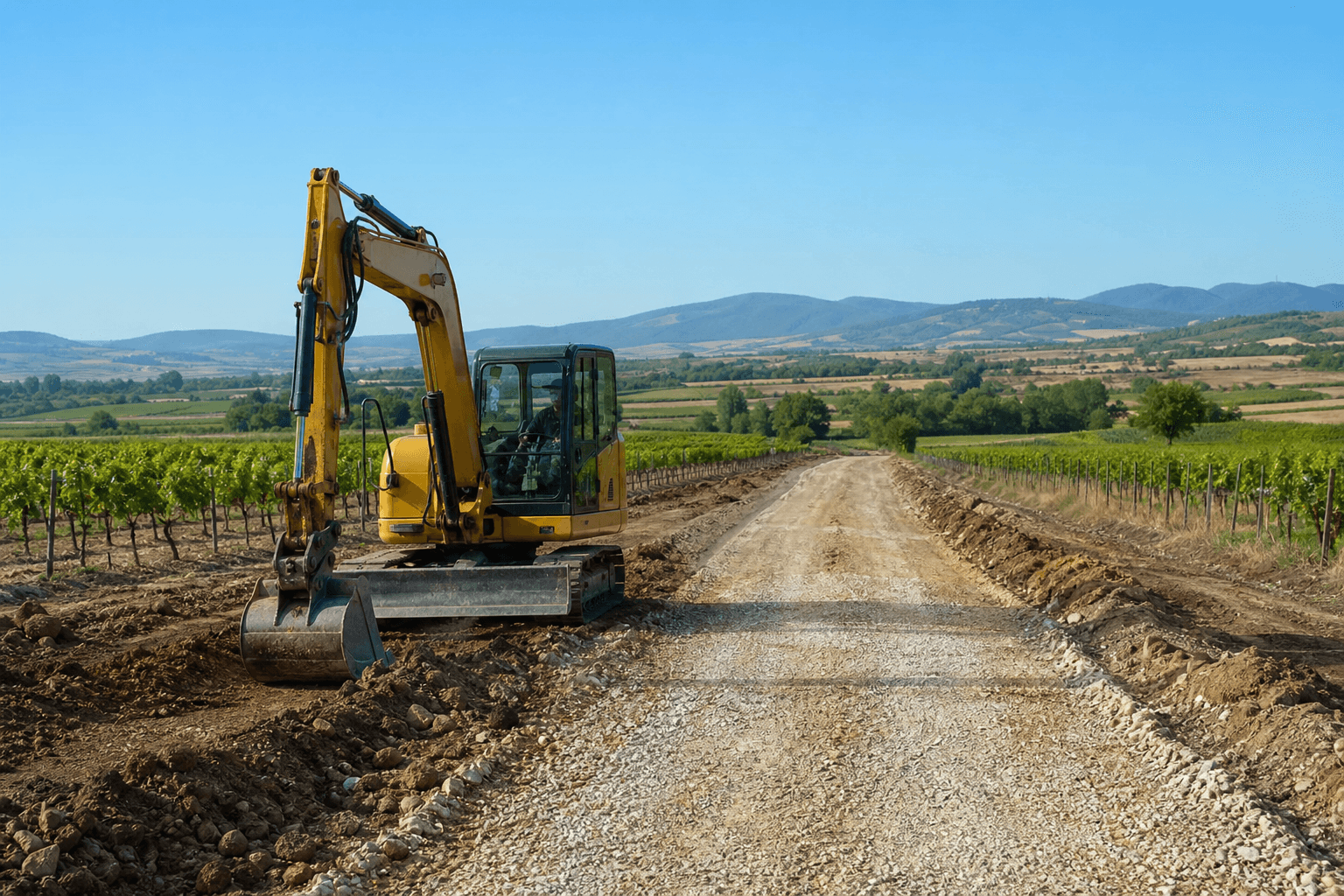 Şarköy yol açma, bağlar arasında stabilize yol